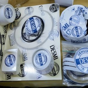 Genuine DESMI compressor replacement parts comprising seals, bearings, gaskets, shafts, and maintenance kits for industrial and marine use