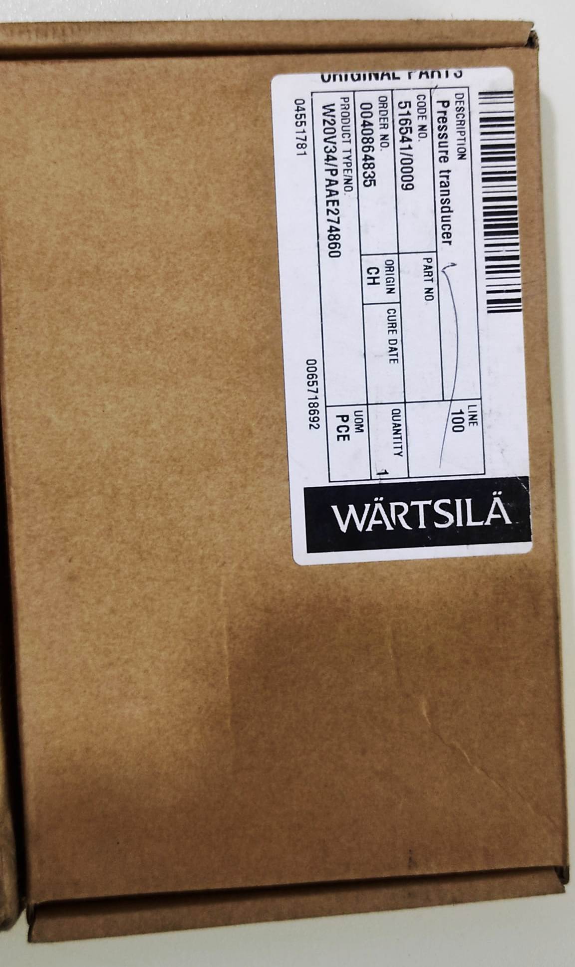 Wartsila Pressure Transducer, W20V34 Transducer, PAAE274860 Sensor, Wartsila Engine Parts, Marine Pressure Transducer