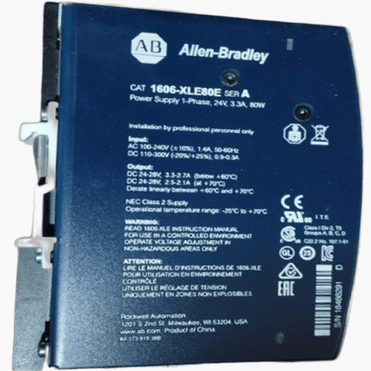 Important power source for industries: Allen-Bradley 1606-XLE80E DIN rail power supply