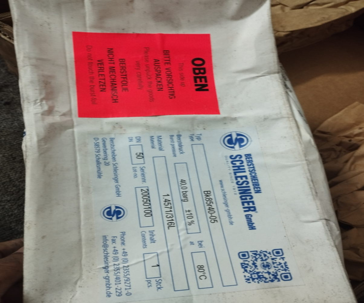 Schlesinger GmbH BK85R40-05 Bursting Disc Pressure Relief Device |Original New Stock| - Image 2